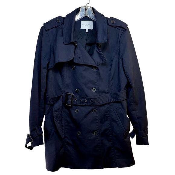 Carolina Belle Montreal Women’s US XL Navy Blue Trench Jacket Belted No Hood - Picture 1 of 4